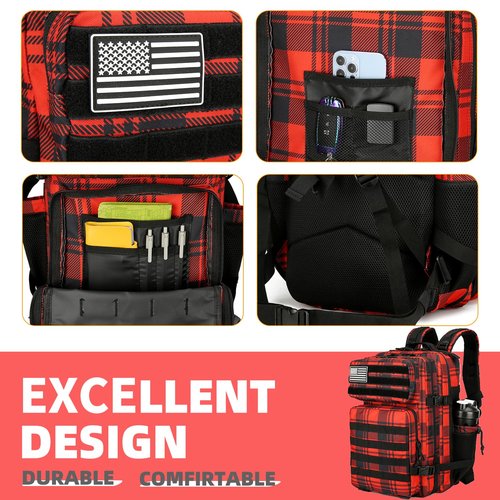 Lovelinks21 Military Tactical Backpack 35L Backpacks Tactical Travel Assault pack Hiking Rucksack Outdoor Camping Hiking daypacks (Red box)