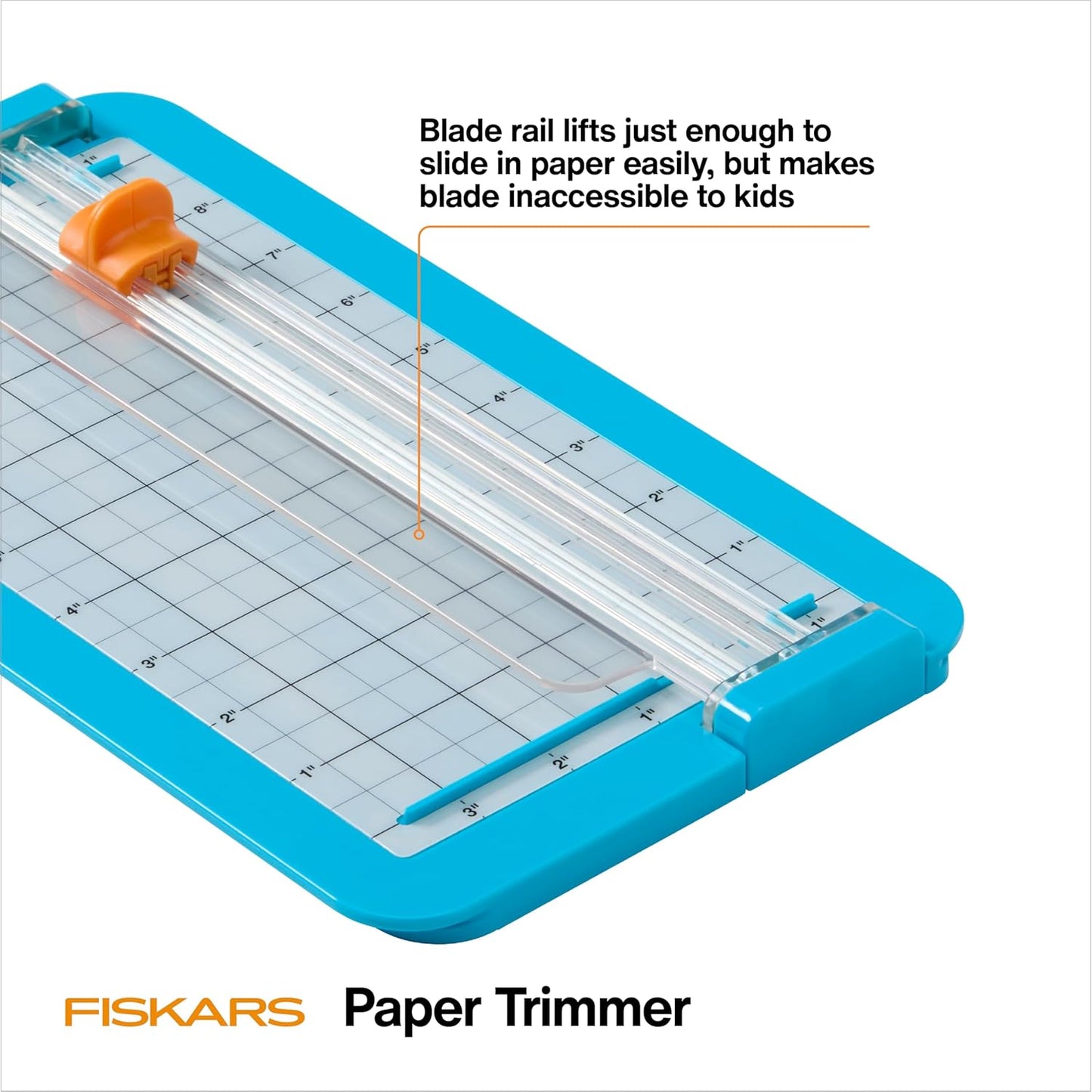 Fiskars Kids Junior Paper Trimmer – Turquoise Safe and Easy Paper Cutter for Crafting and School Projects 7 x 11.5 Inches
