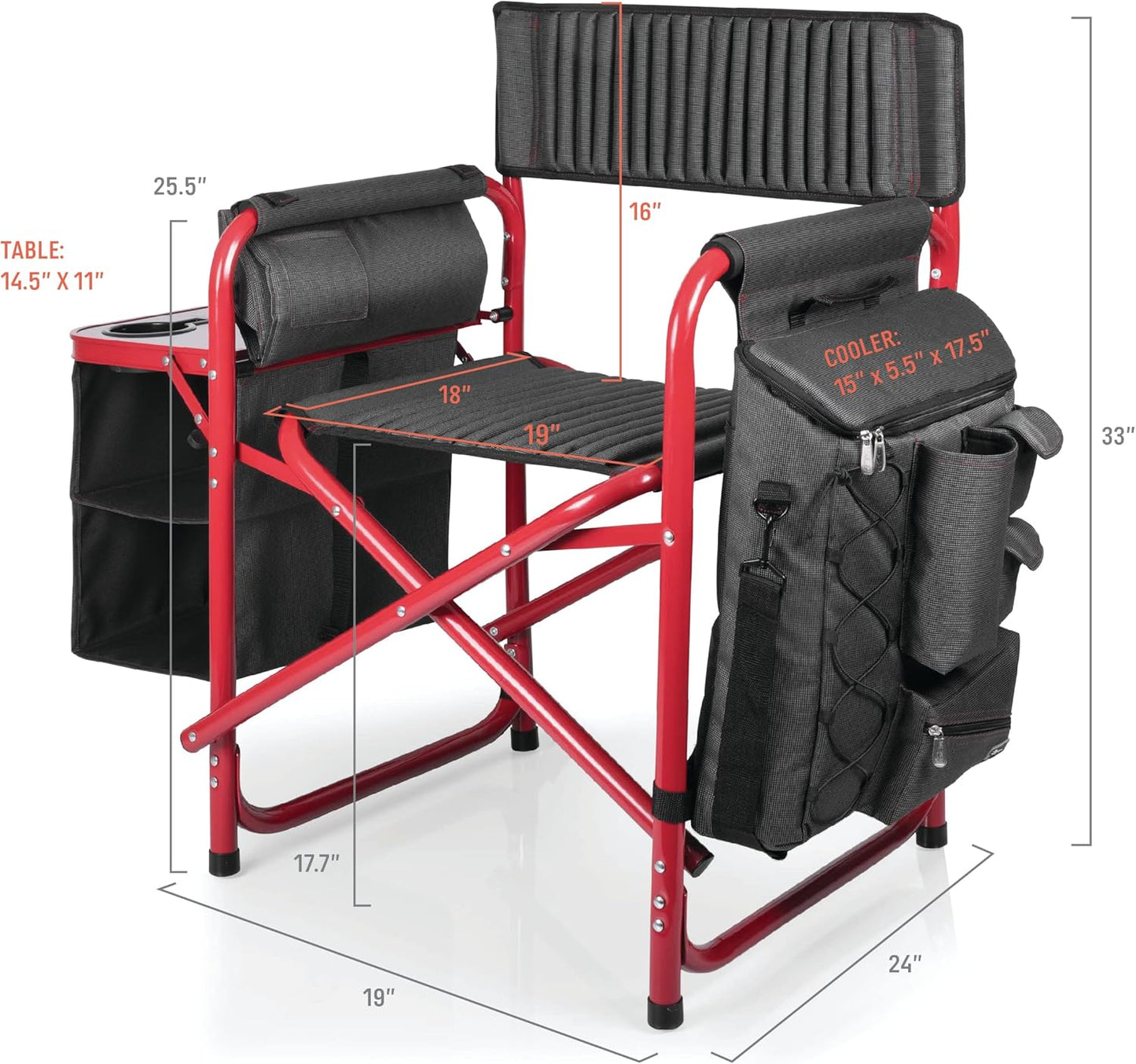 ONIVA - a Picnic Time Brand Fusion Original Design Outdoor Folding Chair, Gray with Red Frame , 33 x 7 x 21