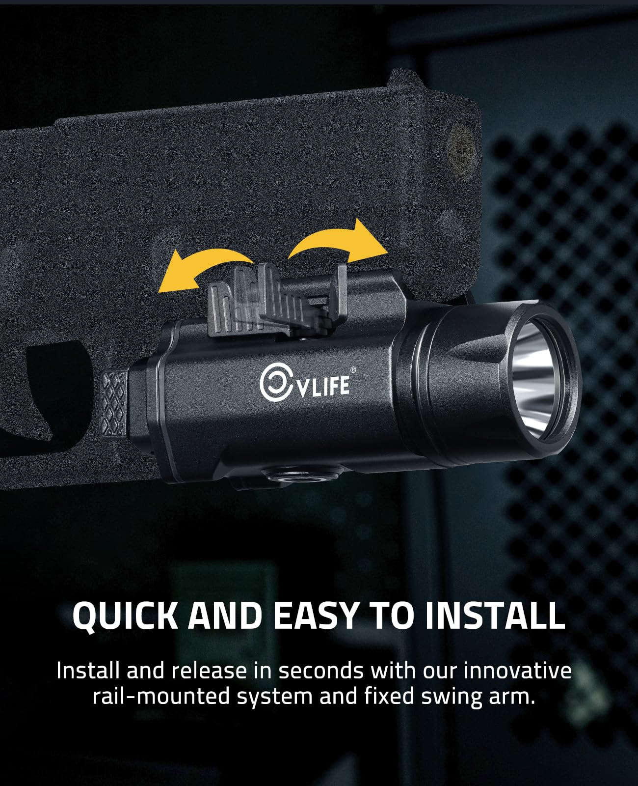 CVLIFE 1500 Lumens Pistol Flashlight Magnetic Rechargeable, Tactical Light for Pistol with Quick Install Adjustable Rail, Picatinny Flashlight with Strobe Function