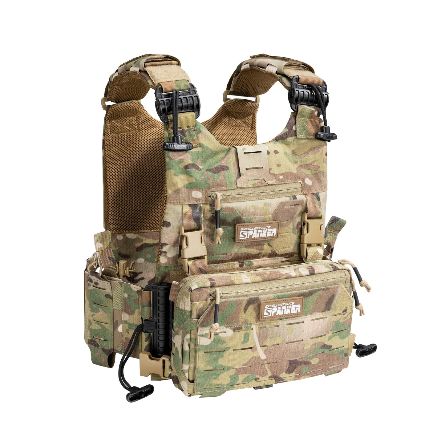 EXCELLENT ELITE SPANKER Tactical Chest Rig Pack EDC Chest Bag Molle Utility Chest Pouch Lightweight for Outdoor Hunting Workouts Hiking(Multicam)