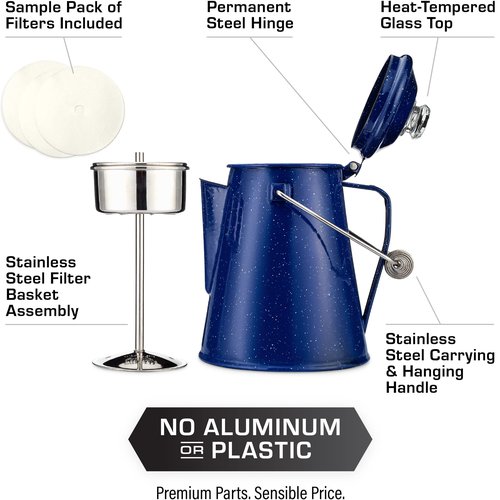 COLETTI Birthday Gifts for Men - Classic Percolator Bundle - Camping Coffee Pot