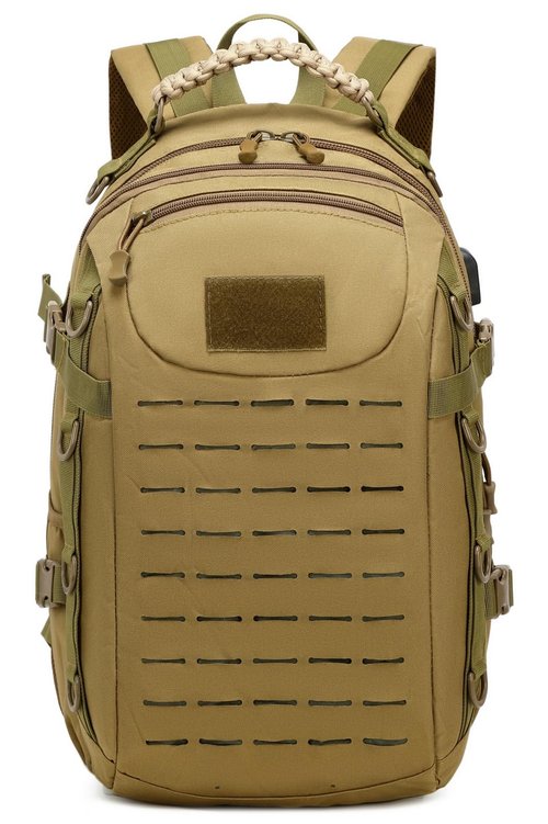 ORILOOSEN Heavy duty zipper military backpack Outdoor Tactical Backpack，Nylon canvas Knapsack，hiking camping travel Backpack， 3-day backpack，water resistantt (01#khaki)