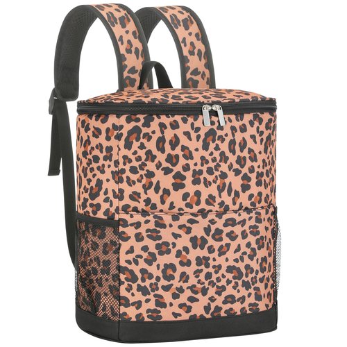 Insulated Cooler Backpack 30 Cans - Leak Proof Beer Backpack Lightweight Cooler Bag for Travel, Camping, Beach, Lunch (Leopard Style A)