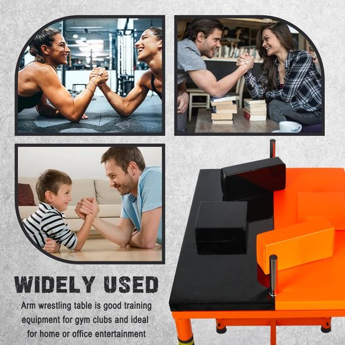 HUCOVIN Arm Wrestling Battle Table with Wrist Strap Arm Strength Training Equipment for Home Gym Office Club (Black & Orange)