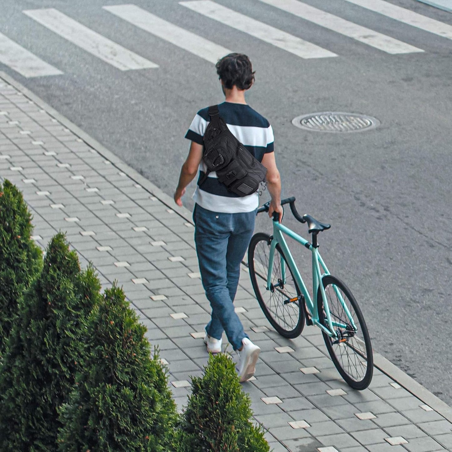 Fitdom Tactical Inspired Large Fanny Pack For Men. Perfect Techwear Accessories EDC Bag For Men. Multi-Functional Waist Pack