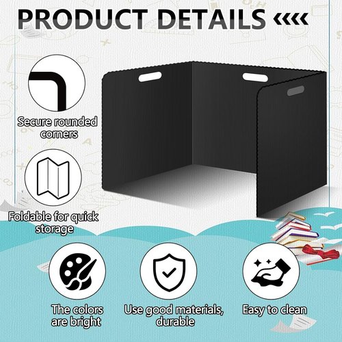 22Pack Desk Dividers for Students 14 × 17.5 × 14 Inch Plastic Durable and Waterproof Black Privacy Folders Shields Test Dividers with Classroom Privacy Boards for School Study Supplies (Black)
