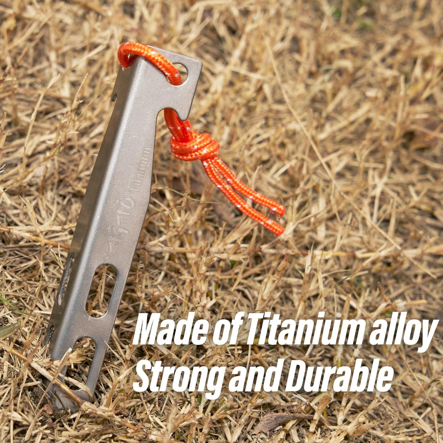 TiTo 6 Pack Titanium Tent Stakes 10X10X160mm V-Shaped Windproof Tent Nail Pegs with Carrying Pouch for Camping, Hiking, Gardening and Canopy (Silver,10X160mm)
