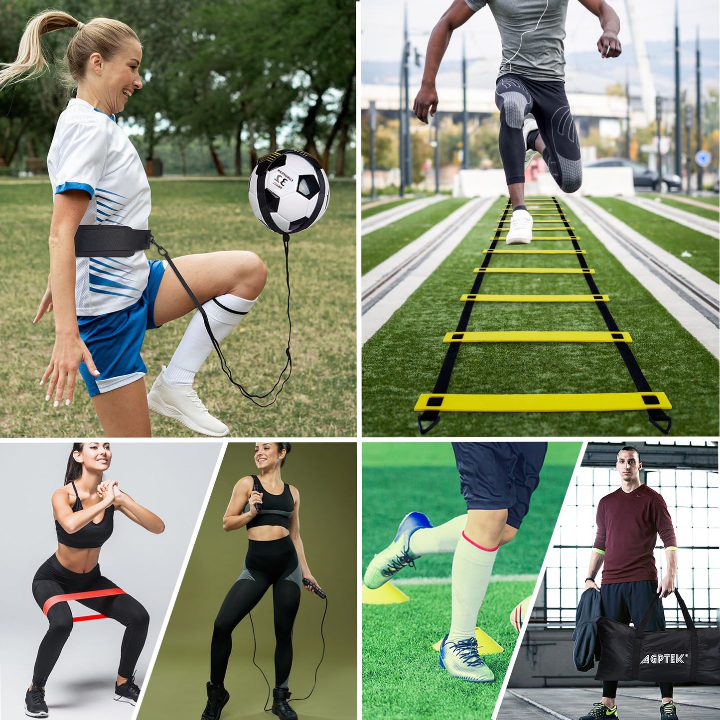 AGPTEK Agility Training Equipment Set, Agility Ladder Speed Soccer Kick Trainer Cones Jump Rope Resistance Bands Exercise Workout Equipment Boost Fitness & Increase Quick Footwork