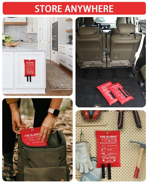 Emergency Fire Blanket - Premium Fire Suppression Blanket for Kitchen, 40' x 40'