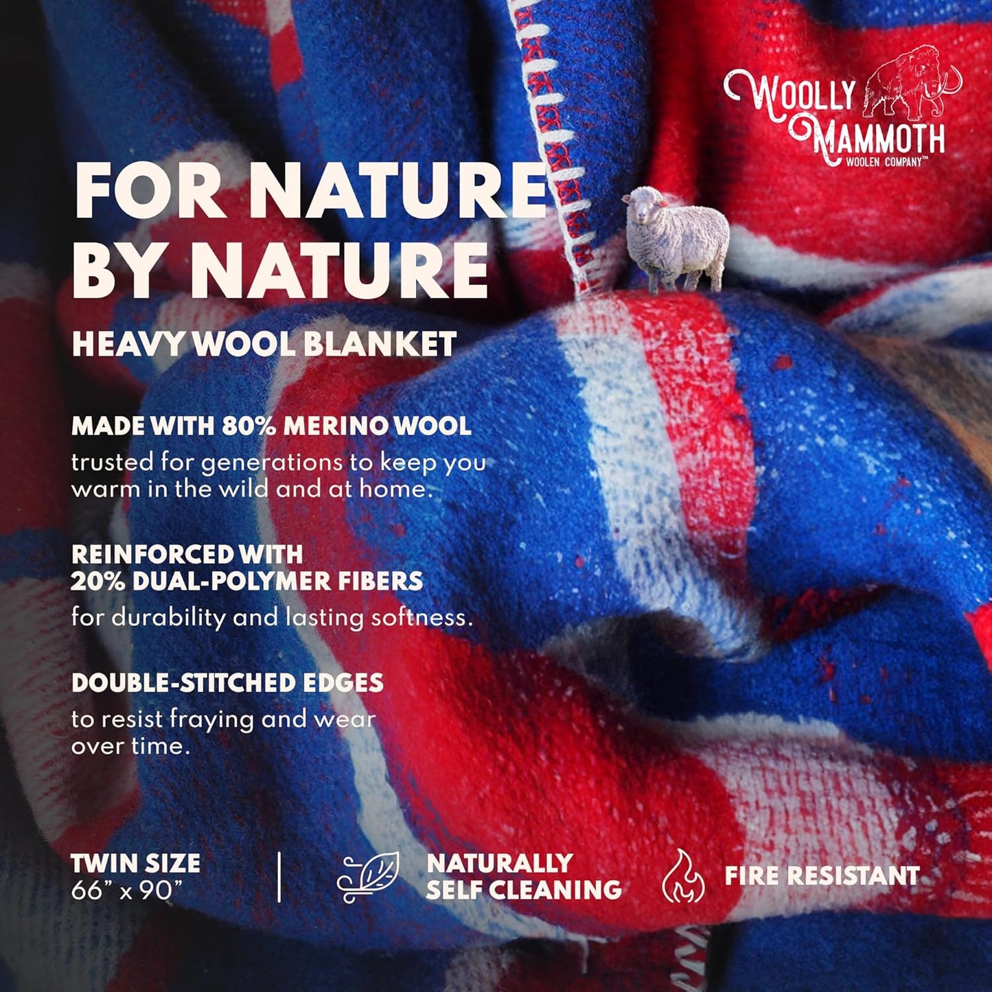 Woolly Mammoth Woolen Co. | Extra Large Merino Wool Camp Blanket | Perfect Outdoor Gear | Bedroll for Bushcraft, Camping, Trekking, Hiking, Survival, or Throw Blanket at the Cabin (Gray), 66" x 90"