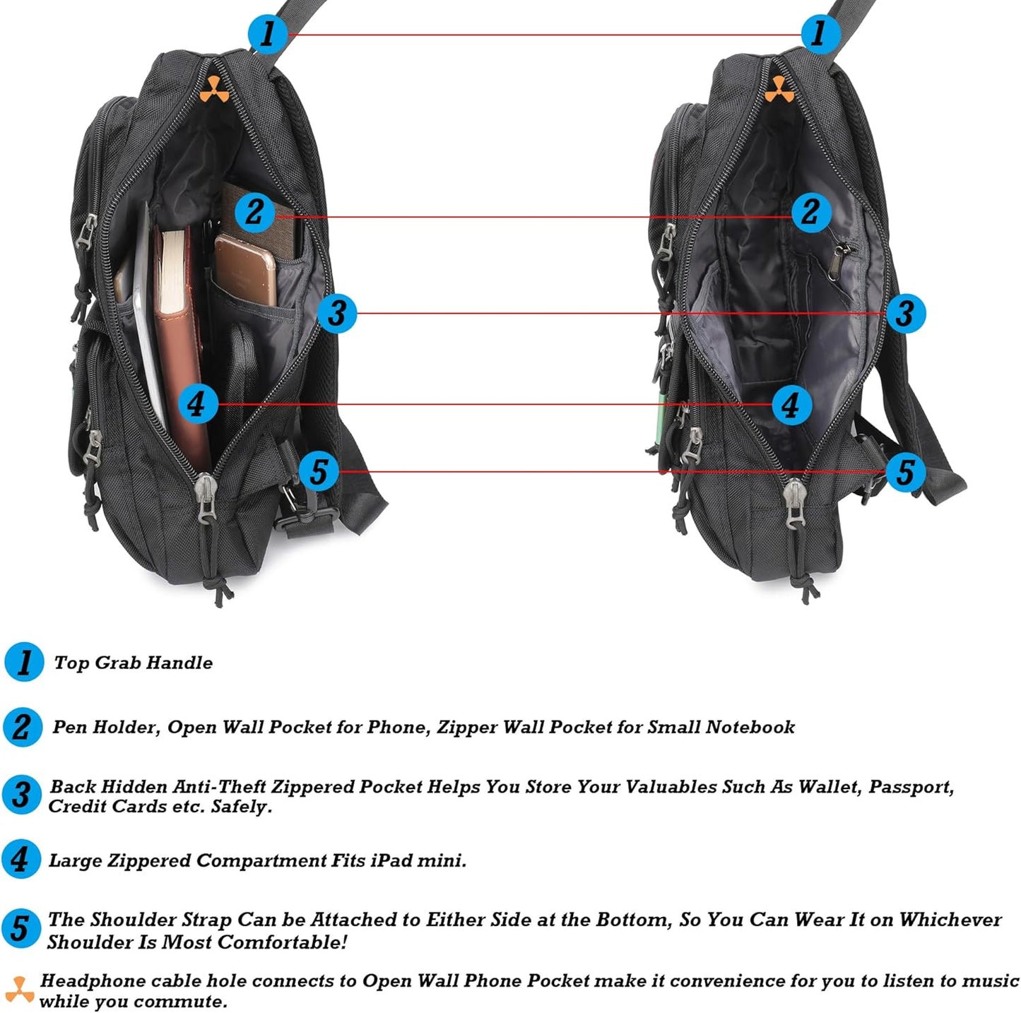 NICGID Sling Backpacks, Sling Chest Bag Shoulder Crossbody Bags for Men Women Outdoor Travel