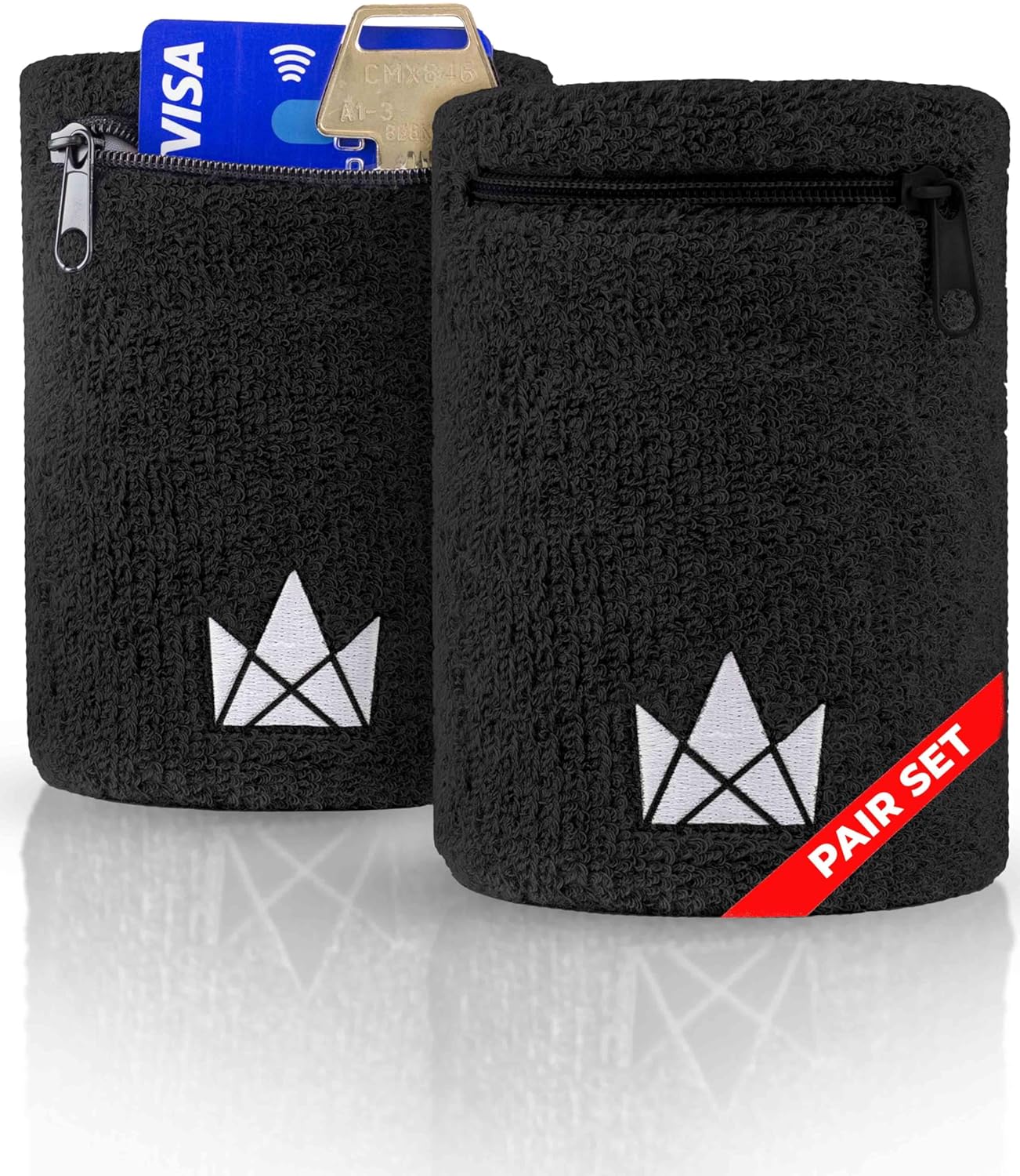The Friendly Swede Wrist Wallets for Men & Women — Wristband Pocket with Zipper for Jogging, Cycling & Walking; Wrist Pouch for Men for Storing Cash, Keys & Credit Cards; Ankle Wallet - 2 Pack