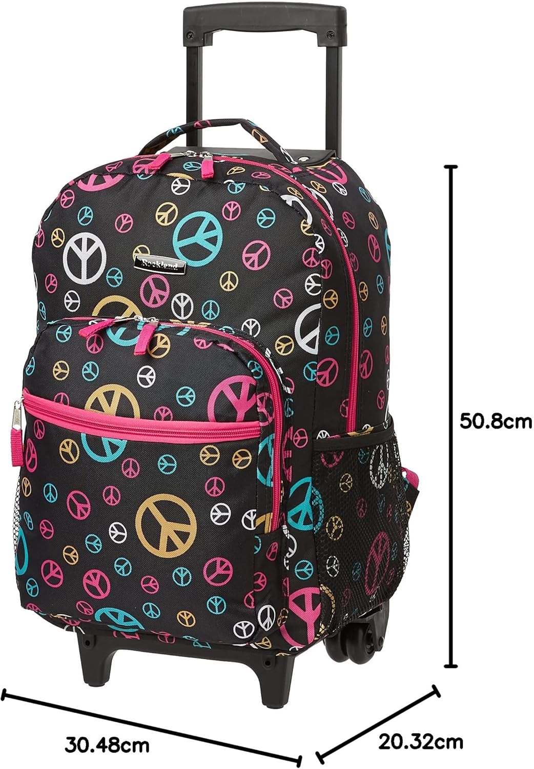 Rockland Double Handle Rolling Backpack, BLUELEOPARD, 17-Inch