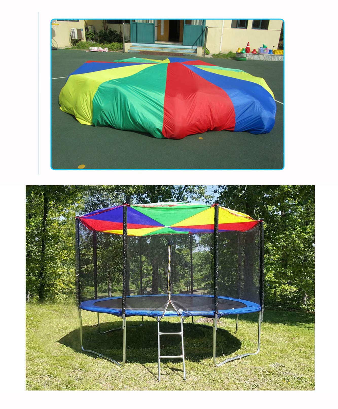 AMYESE 20ft Rainbow Parachute for Outdoor Party Games, Kids Play Parachute Group Cooperative Team Game Toys, Family Get-Together Entertainment