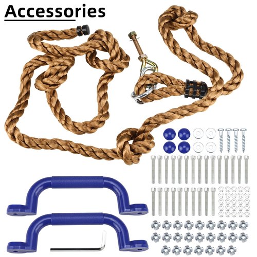 Yaegoo 25pcs Rock Climbing Holds, Rock Climbing Holds with Climbing Rope and Handles, Mounting Hardware Included
