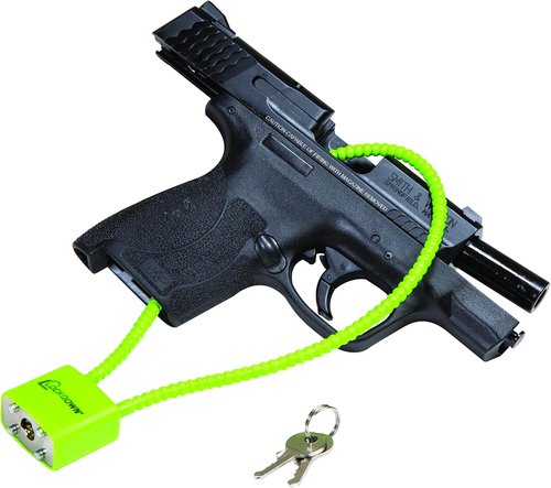 Lockdown 15 Inch Cable Gun Lock with Non-Marring, California DOJ Approved Design and Keyed Padlock for Secured Storage of Rifles, Pistols or Shotguns, Green