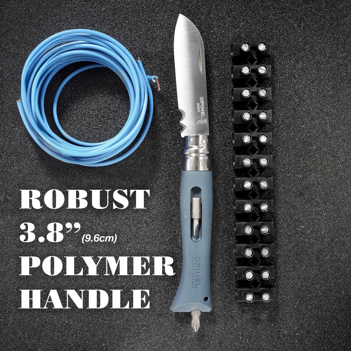 Opinel No.09 DIY - Stainless Steel Folding Pocket Knife and Multi-Tool, Wire Stripper, Screwdriver, Made in France