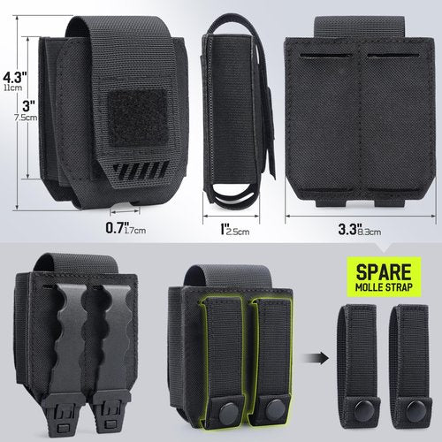 Molle Handcuff Pouch, Handcuff Holder for Duty Belt/Police Vest, Handcuffs Case Fit Chain/Hinged/Folding/Asp Handcuffs, Quick Release Hand Cuff Holster for Police, Security Guard Accessoires