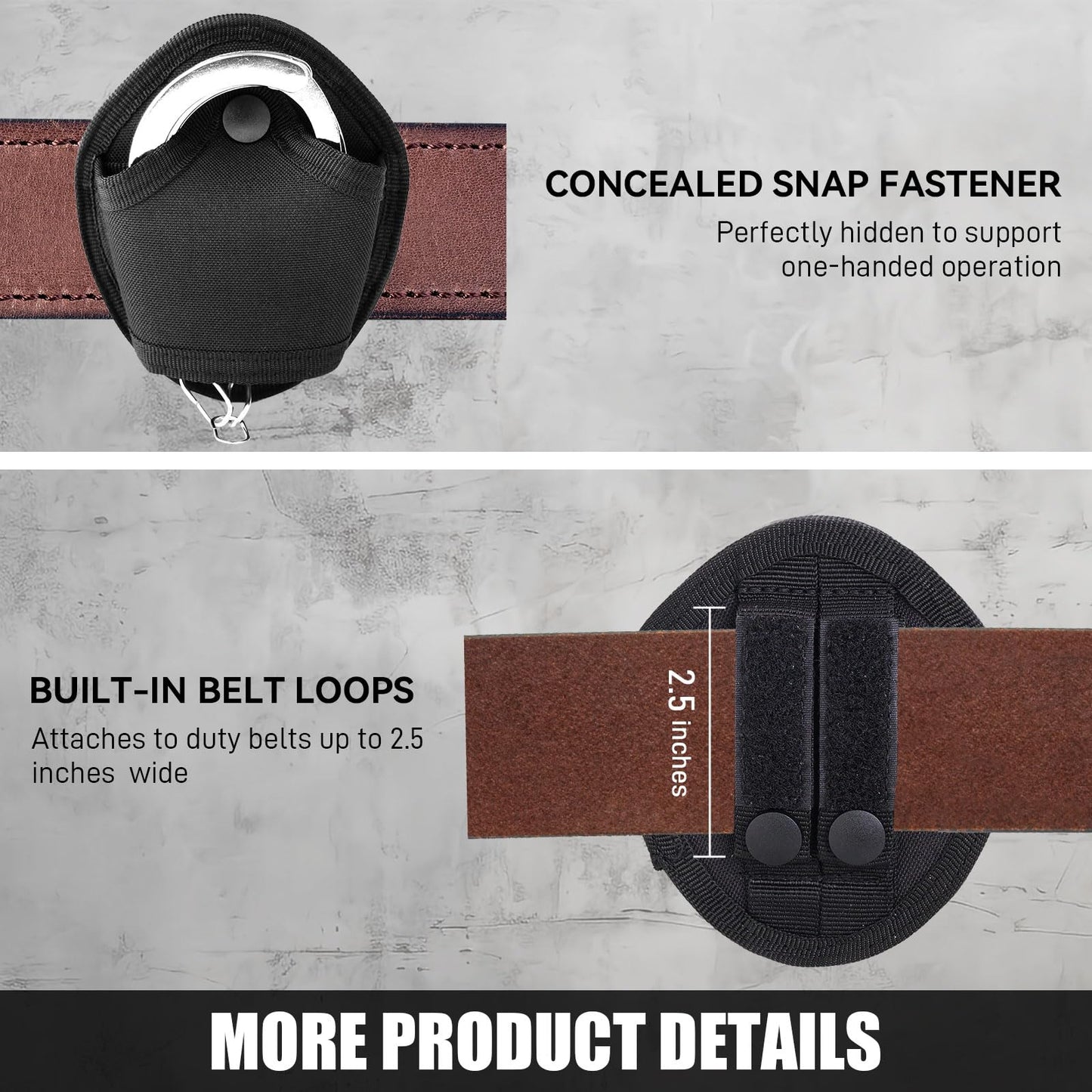 Handcuff Holder Case Open Top Handcuff Holder Holster Law Enforcement Military Standard Handcuff Pouch for Duty Belt Loop Police with Trusted Gear Handcuff Holster Black Handcuff Case