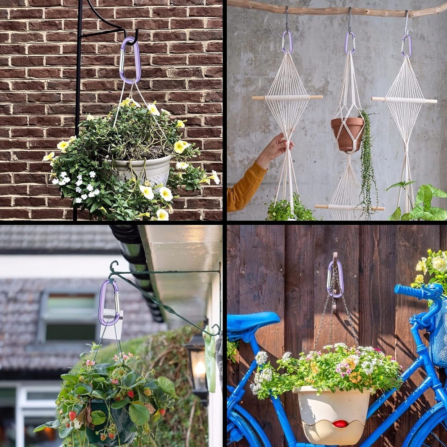 6PCS Black Carabiner Caribeaner Clip,3" Large Aluminum D Ring Shape Carabeaner with 6PCS Keyring Keychain Hook…