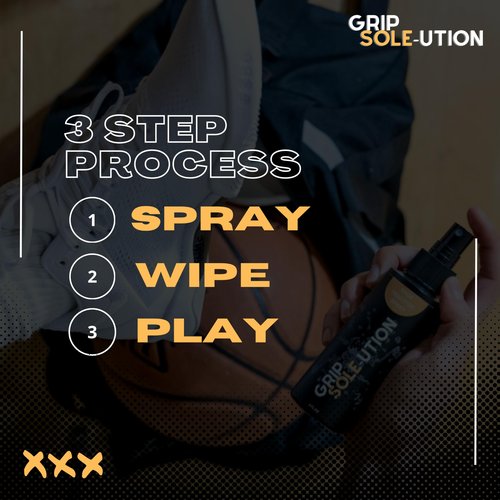 Grip Sole-ution Basketball Shoe Sole Grip Spray Spritz 4 oz - Protect Soles, Increase Traction, Cleans Rubber, Enhance Performance, Black