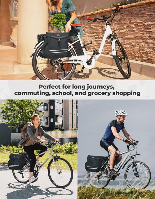 KEMIMOTO Bike Panniers Bag 40L Bicycle Panniers for Rear Rack with Waterproof Rain Cover, Ebike Saddle Bags, Bike Rack Bag, Saddlebags for Bikes, Black Large Capacity Reflective Strip