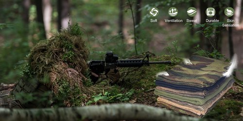 Luxns Sniper Veil Military Tactical Camo Scarf to Camouflage Head for Hunting Shooting Wargame Outdoor Activities/German Camo