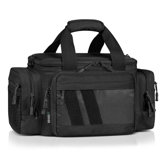 Savior Equipment Specialist Series Tactical Triple Pistol Shooting Range Hunting Duffle Bag Gun Carrying Case, Rigid Compartment Frame, Lockable Zippers, 3 Handgun Sleeves & Shoulder Strap Included