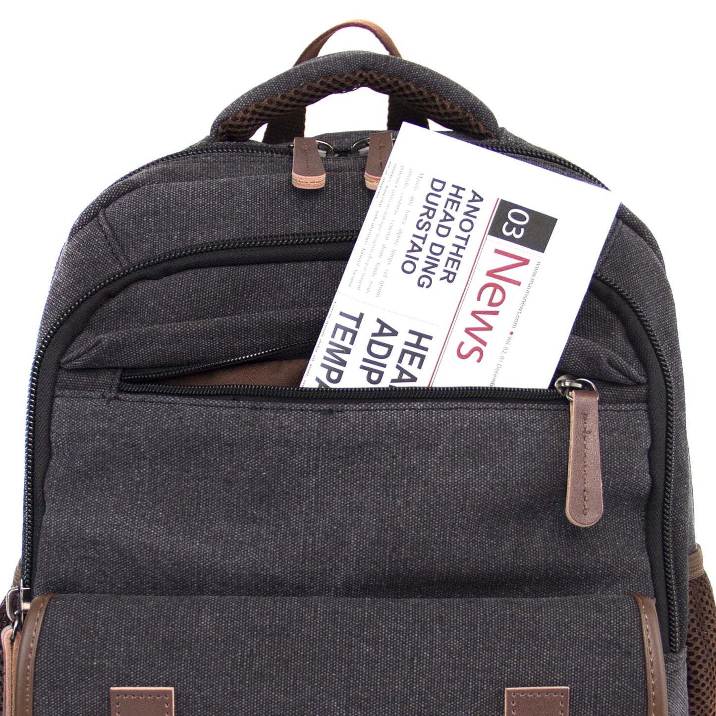 KAUKKO Vintage Canvas Backpack-Large Capacity, Multi-Functional Durable Outdoor Rucksack S28-BLACK, 24.3L