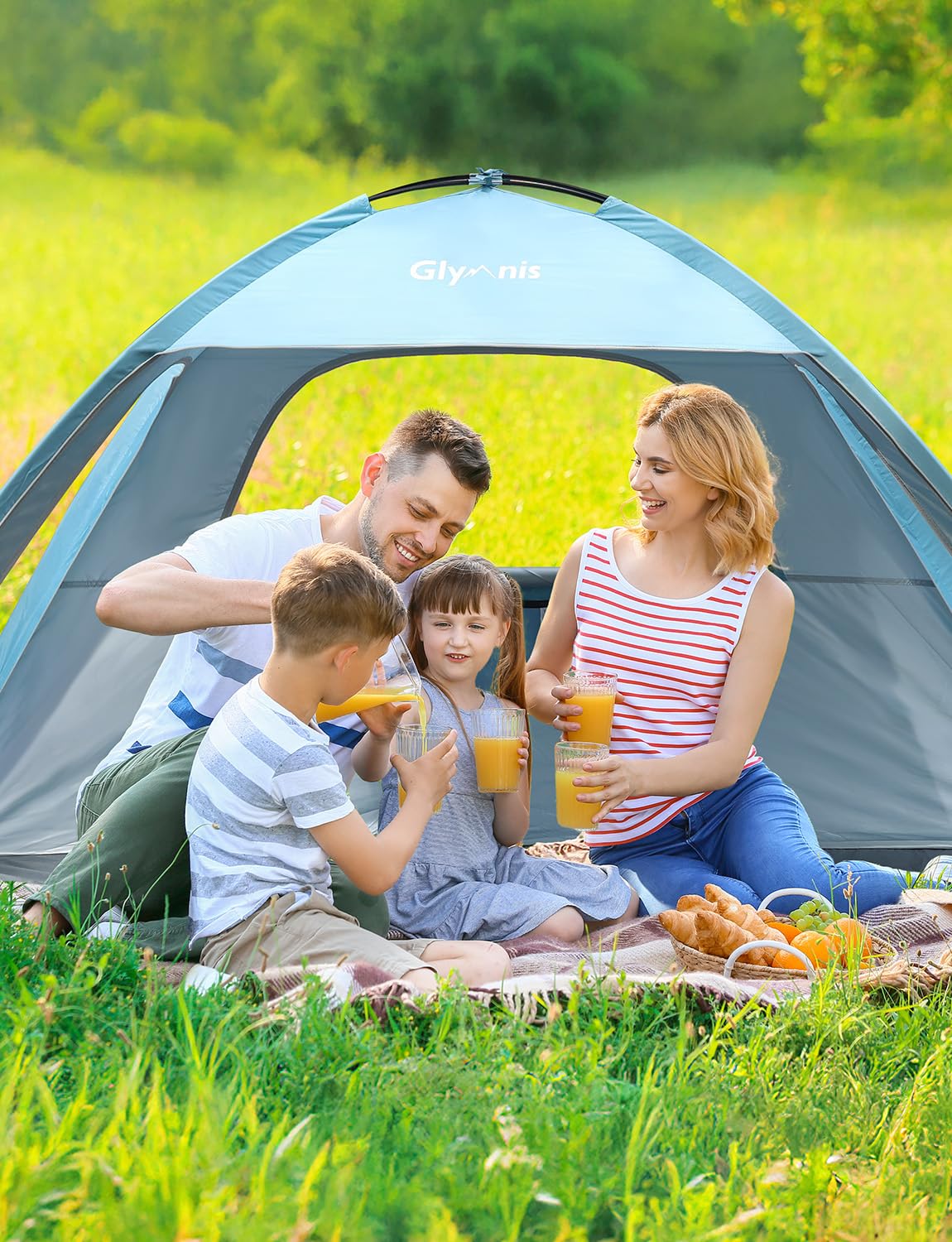 Glymnis Beach Tent Sun Shelter for 3 Person with UPF 50+ UV Protection, Lightweight & Easy Setup Beach Shade Canopy with Vent Windows & Zippered Door