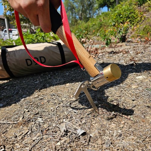 Camping Hammer for Tent Camping- High-Quality Steel & Solid Wood Handle with Cushion Grip - Tent Stake Hammer and Puller with Safety Strap, Heavy Duty Camping Mallet for Tent Stakes (Copper)
