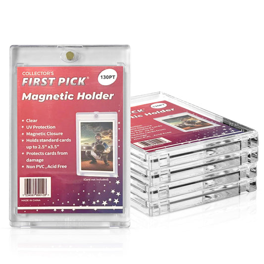 130PT (25) Premium One Touch Magnetic Card Holder UV Protection - Ultra Clear - PVC FREE - Thick Trading Card Holder Card Protector Magnetic Card Case For Trading Cards Sports Cards Holder Case