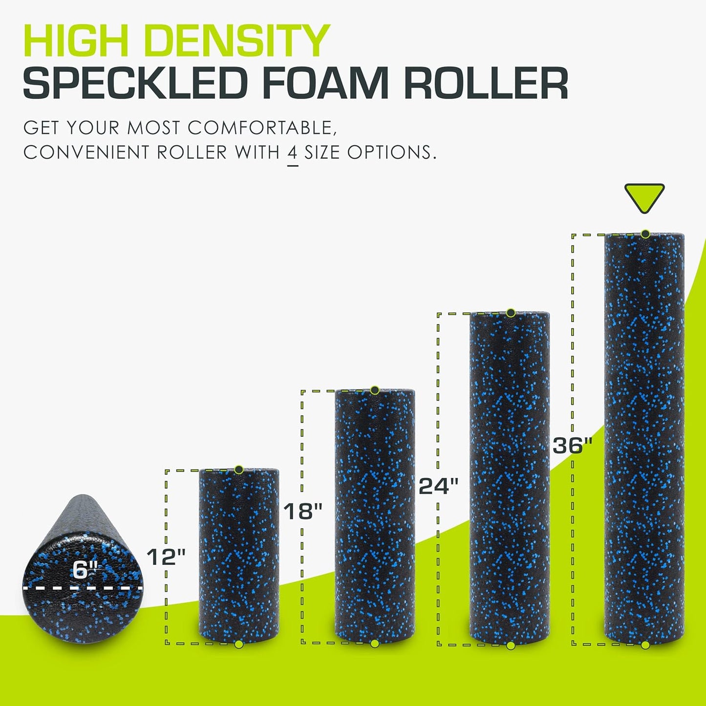 ProsourceFit High Density Foam Rollers 12 - inches Long, Firm Full Body Athletic Massage Tool for Back Stretching, Yoga, Pilates, Post Workout Muscle Recuperation, Black/Green