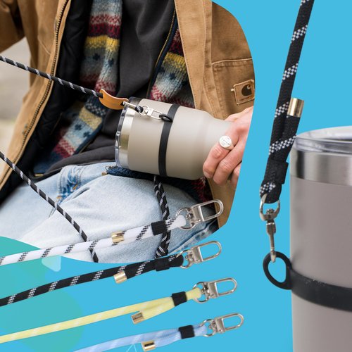 Single Handed Strong Crossbody Water Bottle Holder with Strap. Compatible with Stanley Tumbler, Simple Modern. Universal Water Bottle Carrier with Strap, Lightweight Water Bottle Sling Carrier