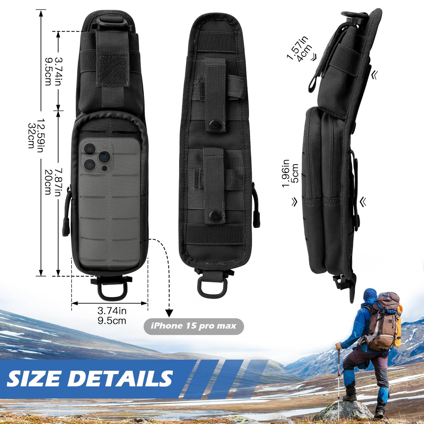 Jueachy Strap Shoulder Molle Accessories Pouch: Tactical Backpack Pocket Attachment Storage Phone Flashlight EDC