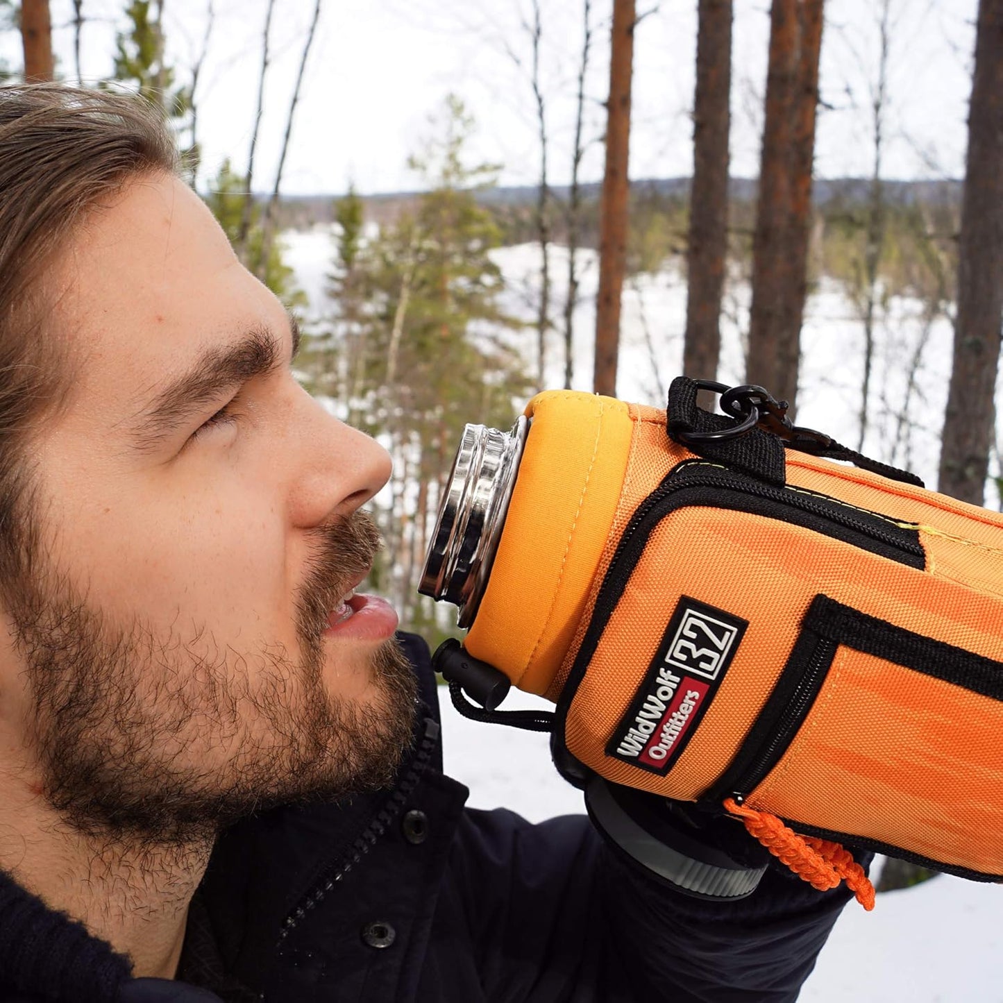 Wild Wolf Outfitters - #1 Best Water Bottle Holder for 32 oz Bottles - Carry, Protect and Insulate Your Flask with This Military Grade Carrier w/ 2 Pockets and an Adjustable Padded Shoulder Strap.