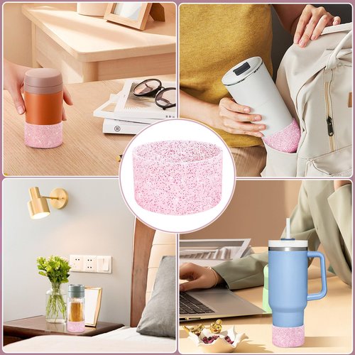 Chihutown 3pcs Bling Cup Boot, Pink Silicone Water Bottle Boot, Reduces Noise Water Bottle Bottom Protector