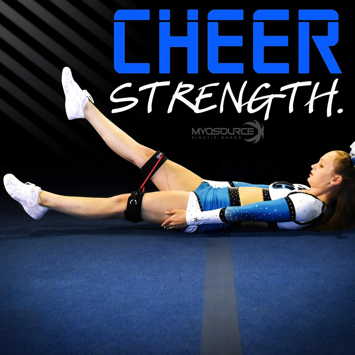 Cheer Kinetic Bands Cheerleader Flexibility and Strength Training | Improve Jumps, Stunts, Landings | 4-Level Leg Resistance Bands & 12 Stunt Strap Color Options, Digital Training Downloads