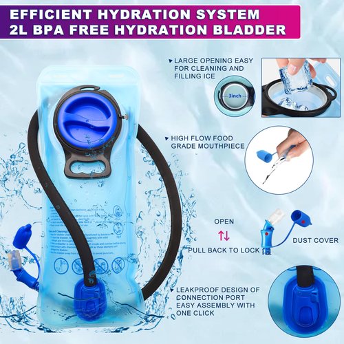 CTSAYCTL Hydration Backpack,Water Backpack with 2L Water Bladder,Festival Essential-Rave Hydration Pack,Lightweight Insulation Hydropack for Outdoor,Hiking,Running,Biking,Music Festival for Men Women
