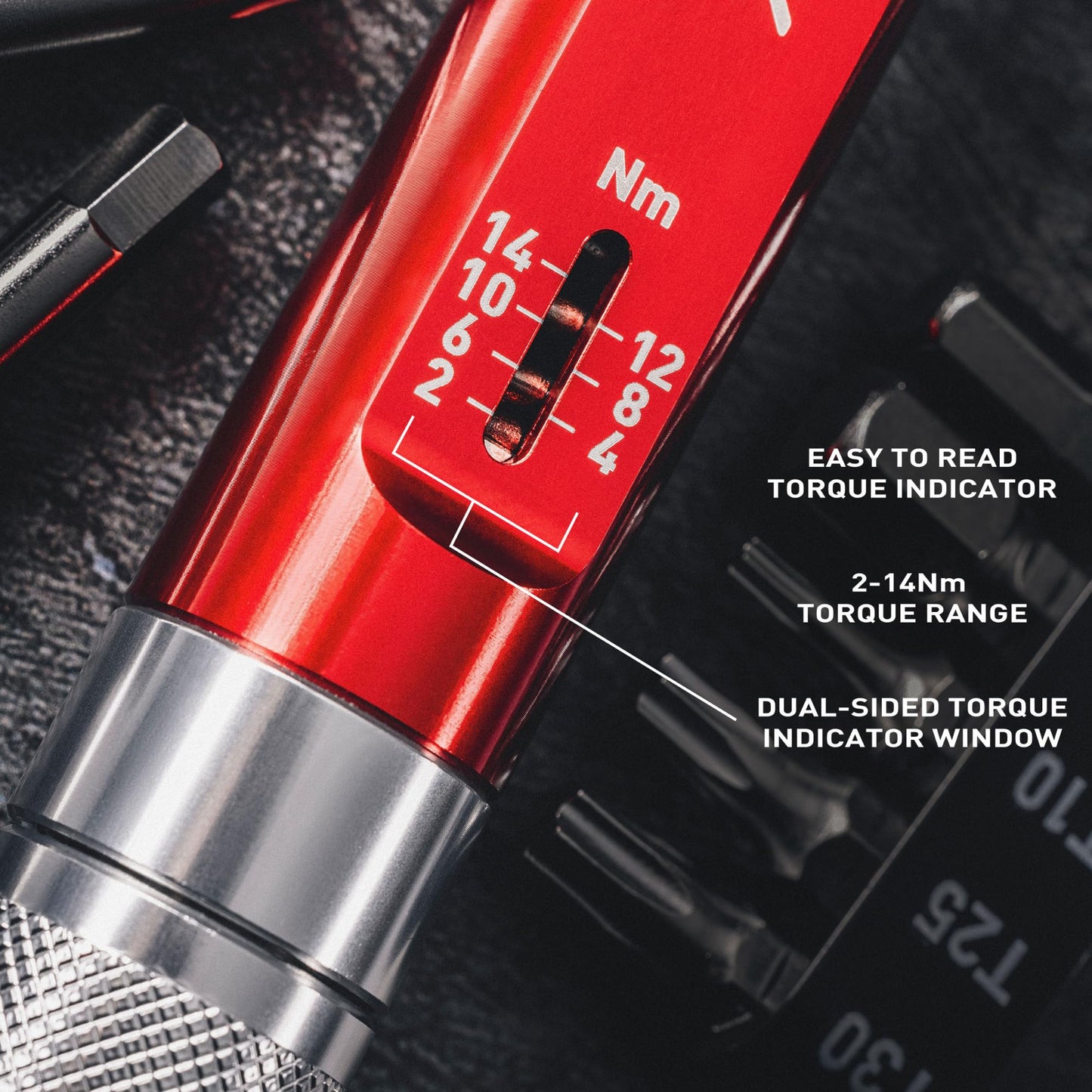 Feedback Sports Range Click Torque Wrench Set | Adjustable Torque Bit Driver [2-14Nm]| 13 S2 Steel Hex & Torx Bits| TPU Protective Carrying Case | Bicycle Tool Kit | Mini Torque Wrench |