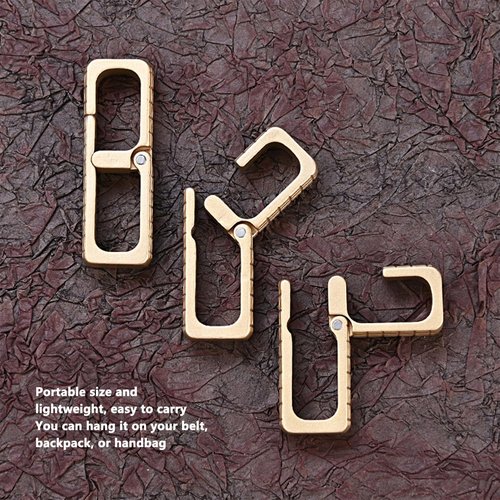 Brass Carabiners, Mini Portable Simple Design Keychain Key Chain Clip EDC Spring Kits Key Ring Clasp Hook for Belt Backpack Handbag Quick Release Keychain Heavy Duty Car Keychain Organizer Gold