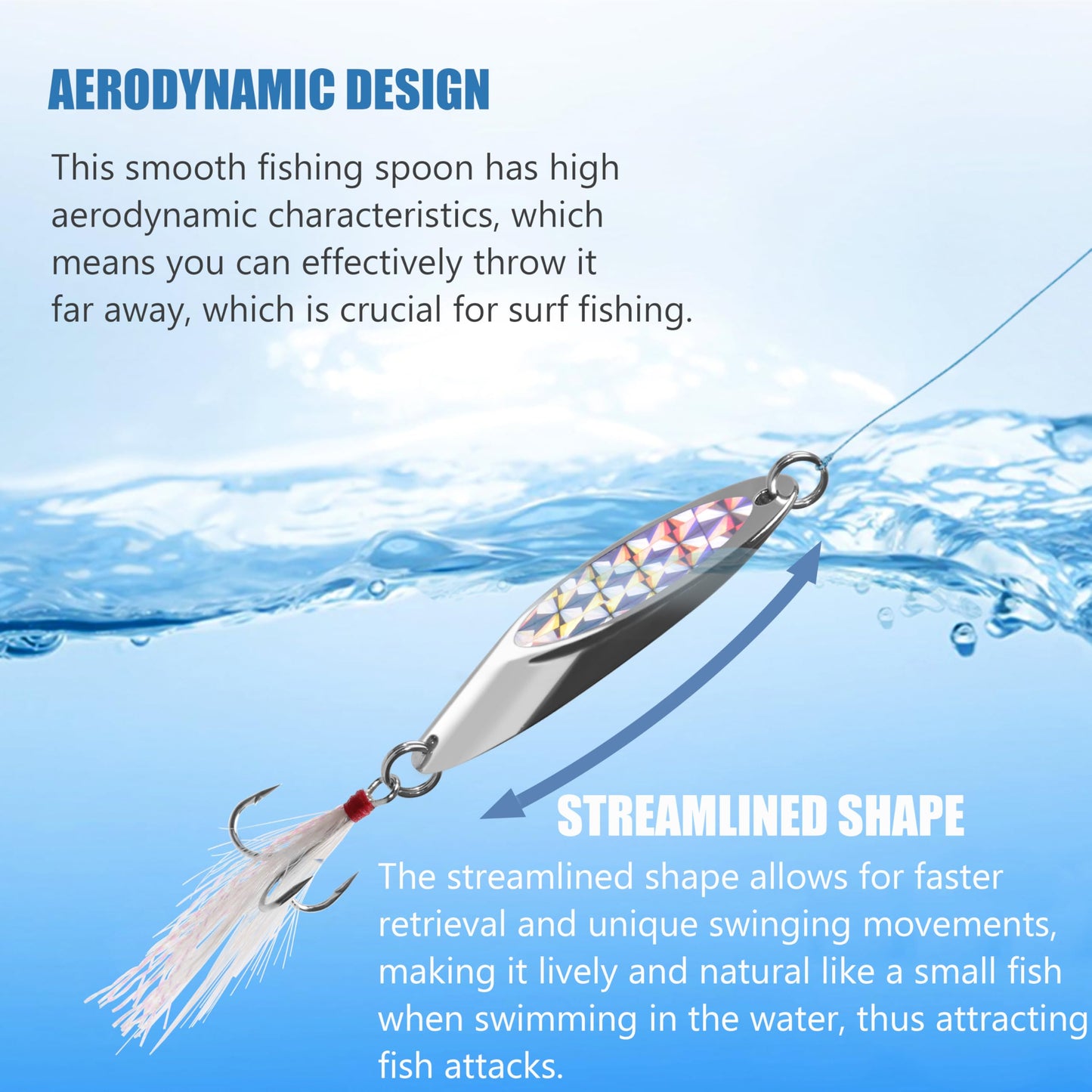 5 Pcs Fishing Spoon Lures Kit - Casting Master Spoon Metal Jig Trout Lures for Saltwater Freshwater, Reflective Spoons Bait with Treble Hooks Fishing Tackle 1/5 OZ - 1 OZ (1 OZ)