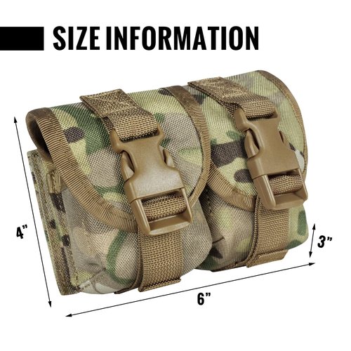 Tactical Pouches-Double Frag Grenade Pouch,Molle EDC Tool Bags for Hunting Shooting Airsoft Equipment Gears (MC)