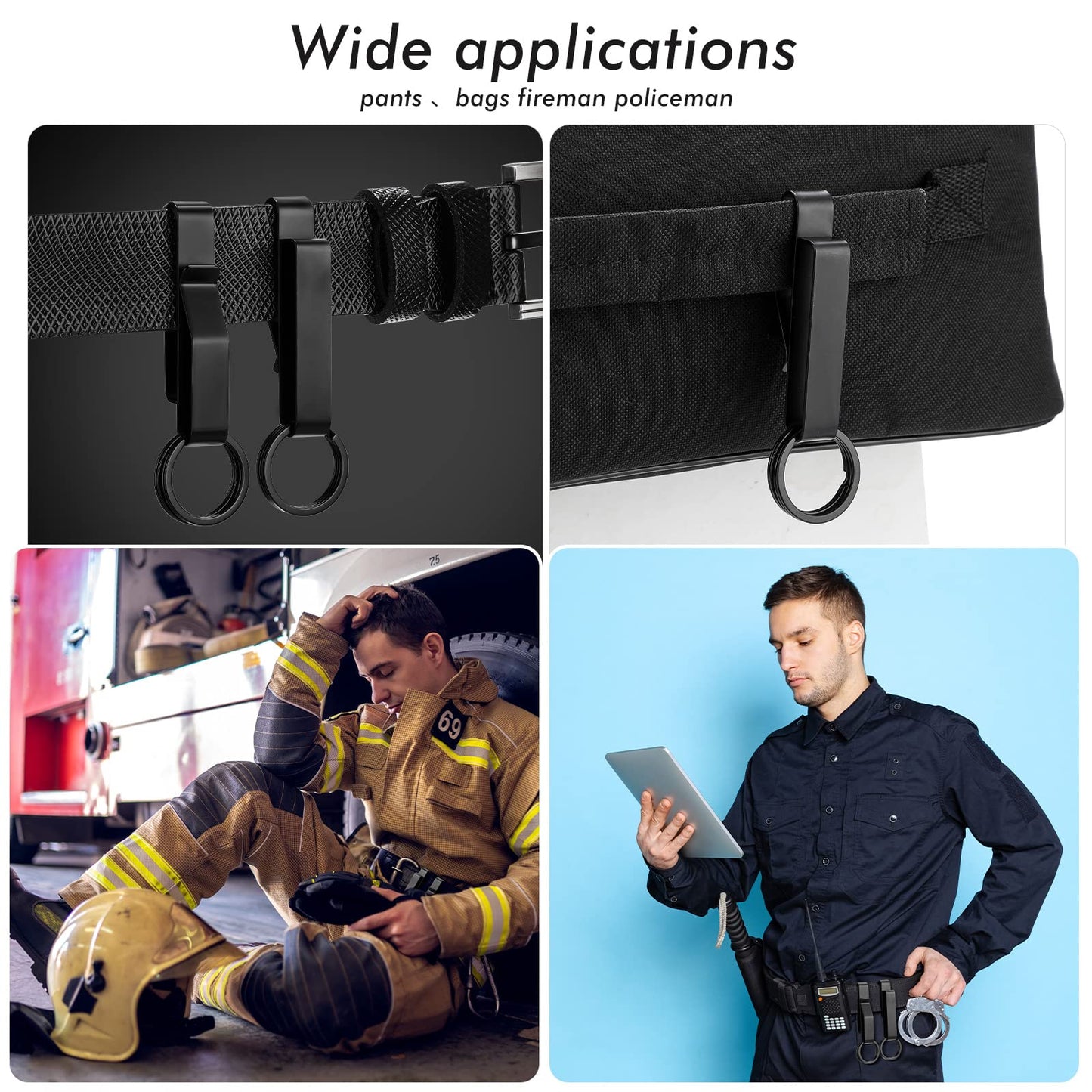 Sureio 6 Pack Duty Belt Key Holder Tactical Stealth Duty Key Ring Holder Stainless Steel Tactical Key Ring for Police and Fire Agencies Belt Quick Release Keyring 2.25 Inch Max