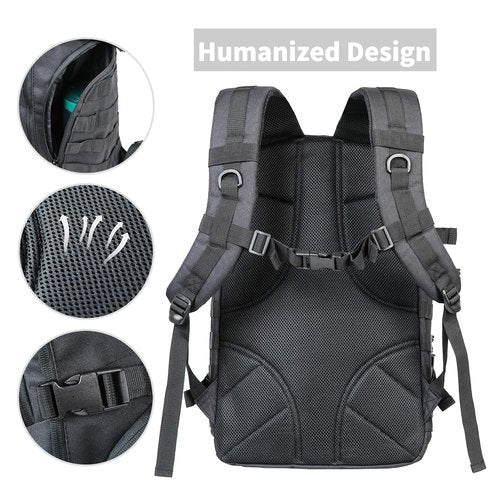 BeigeSwan 35L Capacity Military Tactical Backpack Large Army 3 Day Assault Pack Molle Bag Backpacks Laptop Backpack for Men (Black)