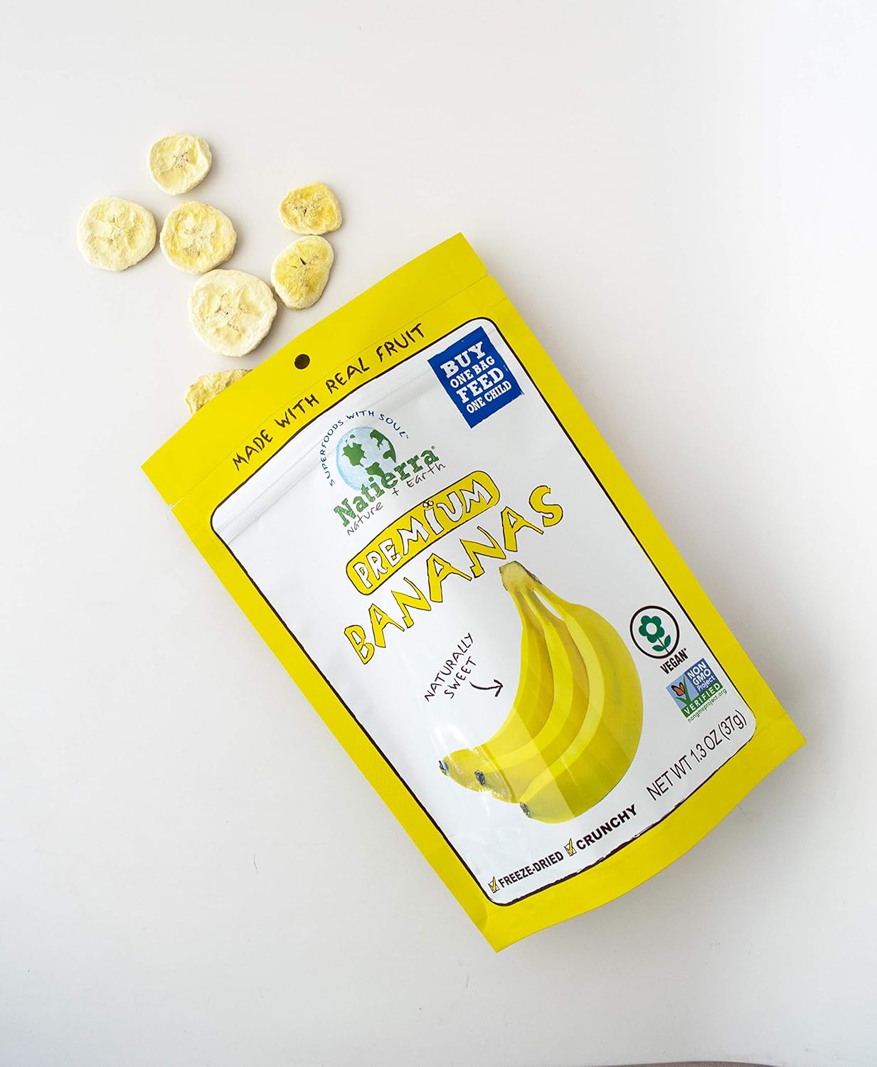 Natierra Nature's Organic Freeze-Dried Bananas | Gluten Free & Vegan | 2.5 Ounce (Pack of 3)