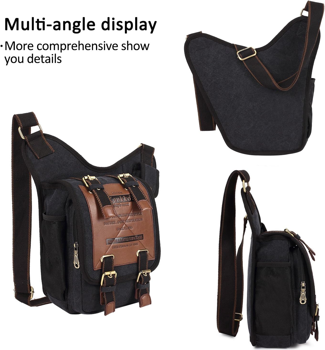 Fashion Shoulder Backpack Cross Body Bag Sling Bag Chest Pack Bag Chest Strap Bag One Strap Sport Bag Backpack Men/Women Cycling Hiking Camping Outdoor Travel Bag Canvas Black