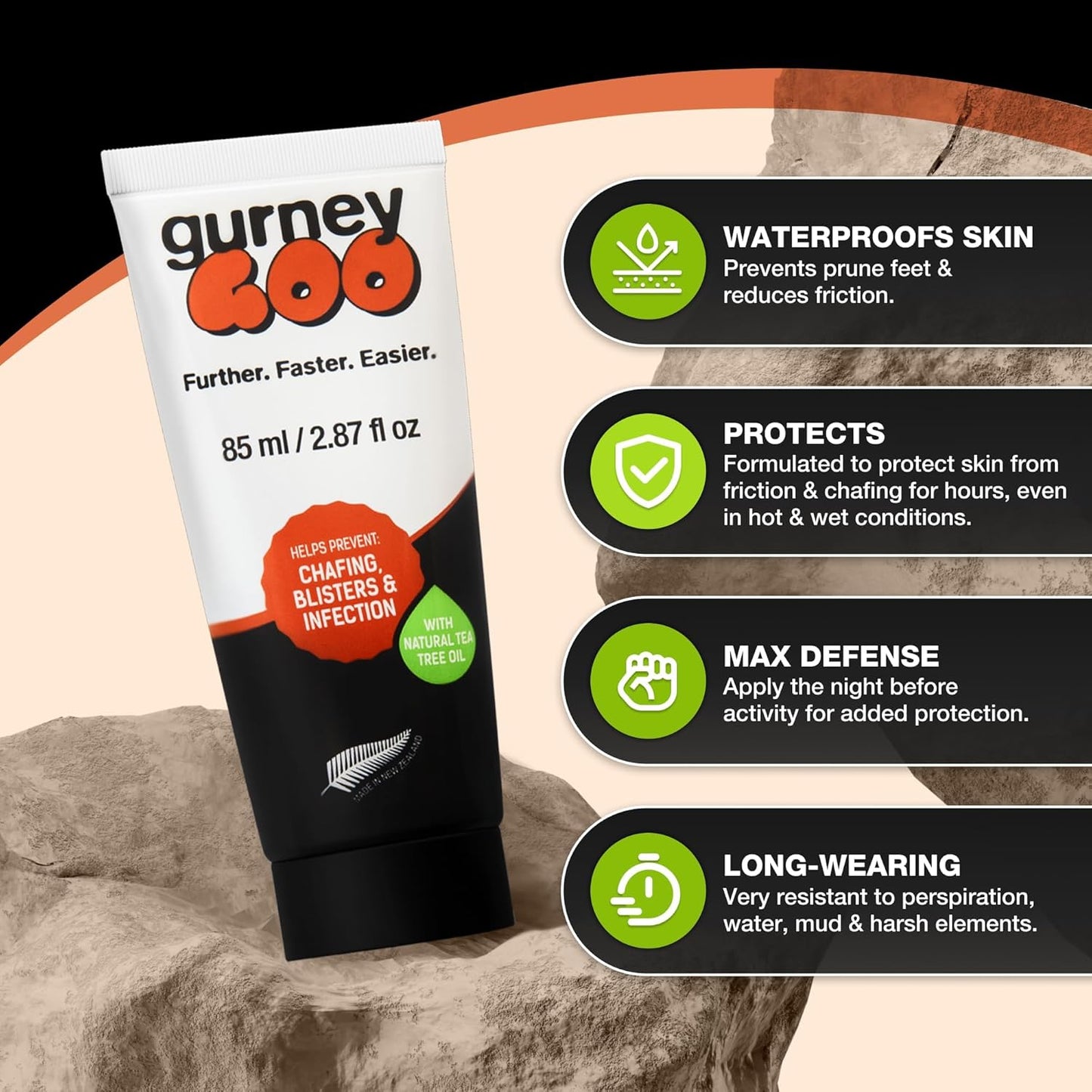 Chafing Cream for Women & Men, Anti Chafing, Blistering & Pruning Essential with Tea Tree Oil, Ideal for Trench Foot & Thigh Chafing Prevention - GurneyGoo