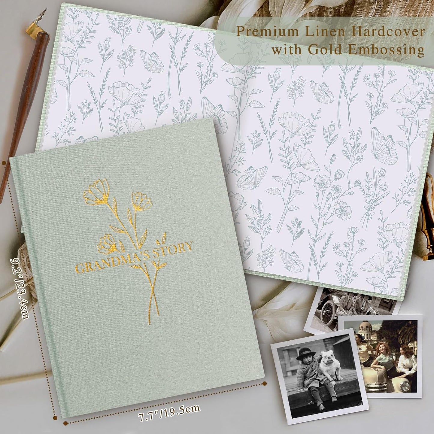 Lanpn Grandma Life Story Book Journal with 260+ Prompts, Linen Hardcover Grandmother Guided Journal Memory Keepsake Book to Fill Out, Birthday Mother's Day Christmas Gift for Grandmas, Purple